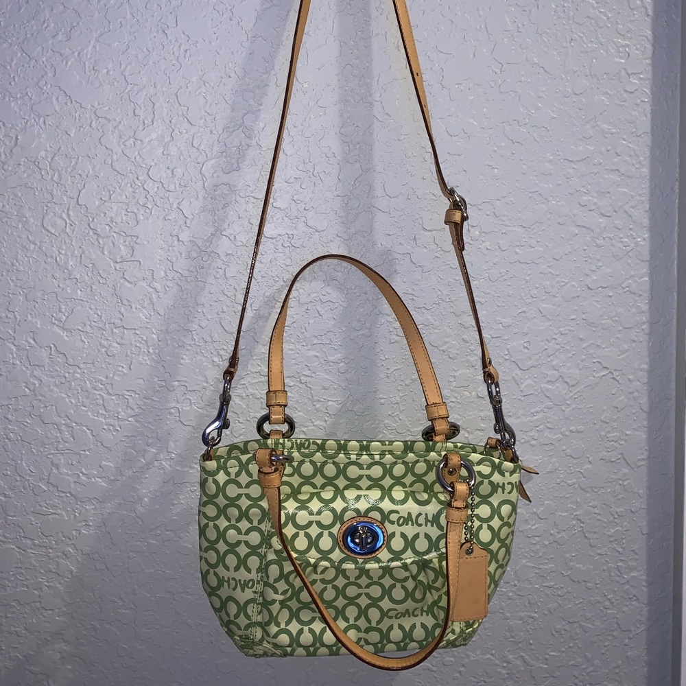 Green Coach purse/crossbody satchel